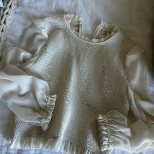 Wilfred Cream Blouse with Sheer Sleeves - Aritzia SZ Small